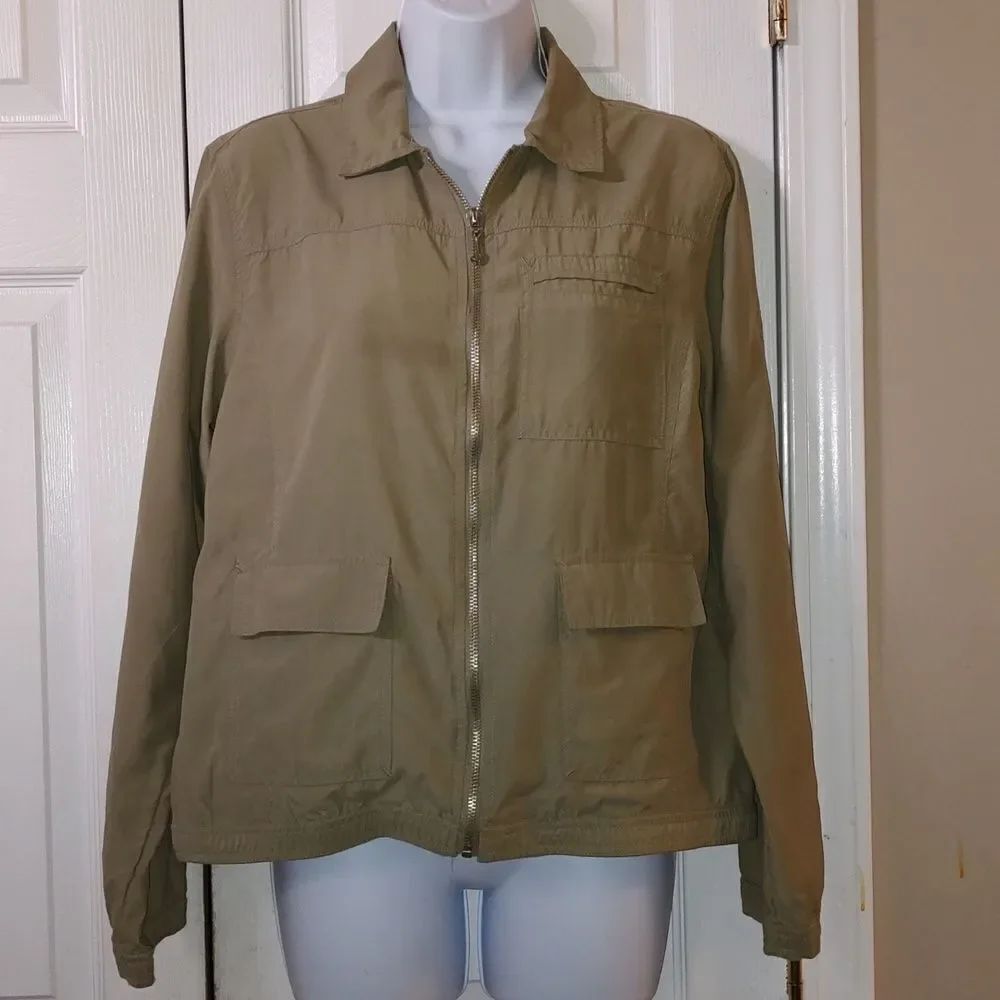Oleg Cassini Sport lightweight zip up jacket light olive green Sz S